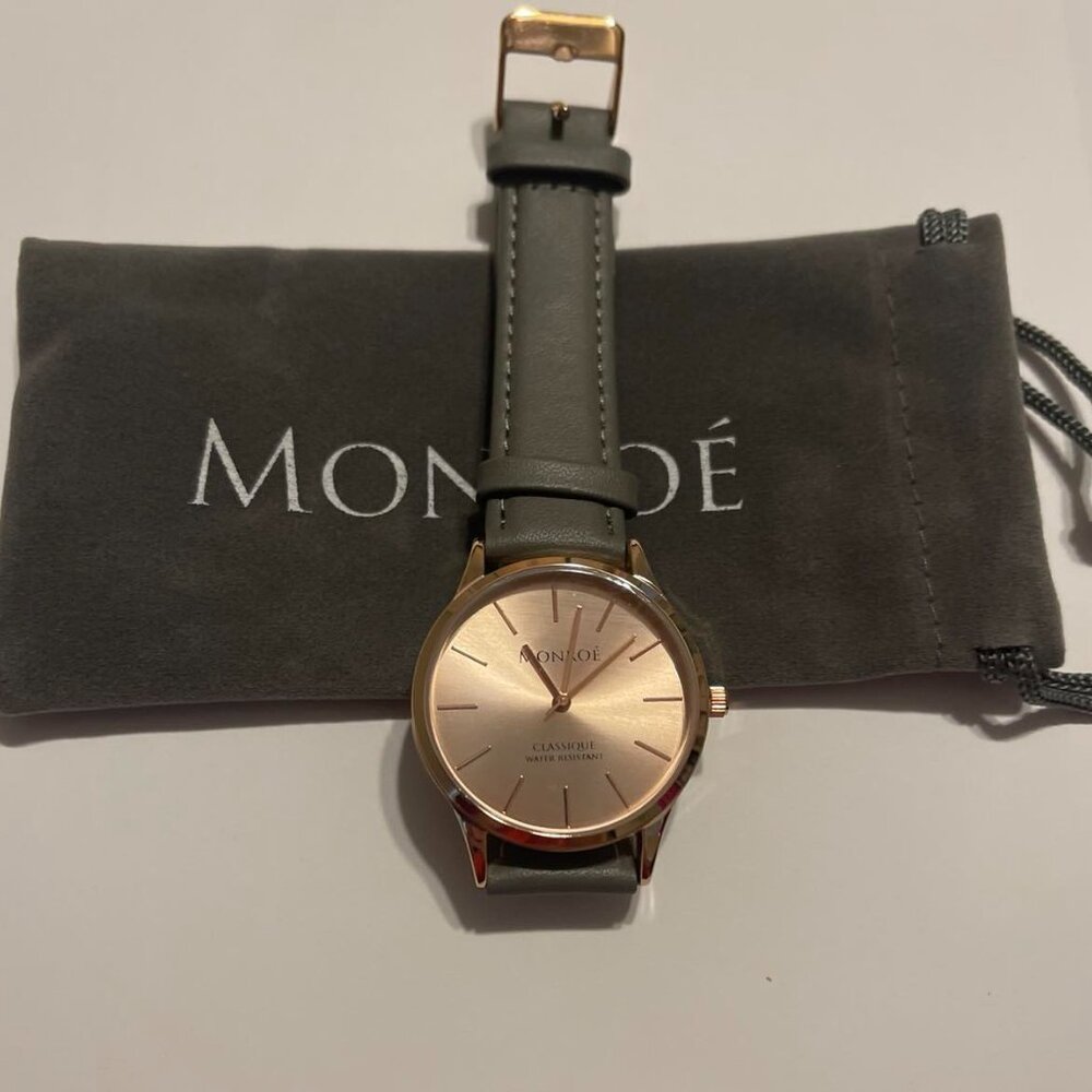 Monroé SOLÉROSE - CHARCOAL LEATHER Women’s Watch NWT